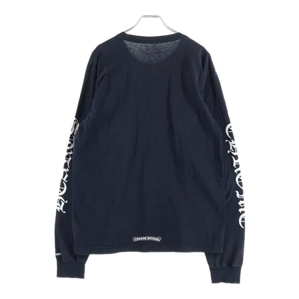 CHROME HEARTS(クロムハーツ) CH LS NECK LOGO ネックロゴプリント 袖ロゴ 長袖Tシャツ ロングスリーブカットソー ブラック