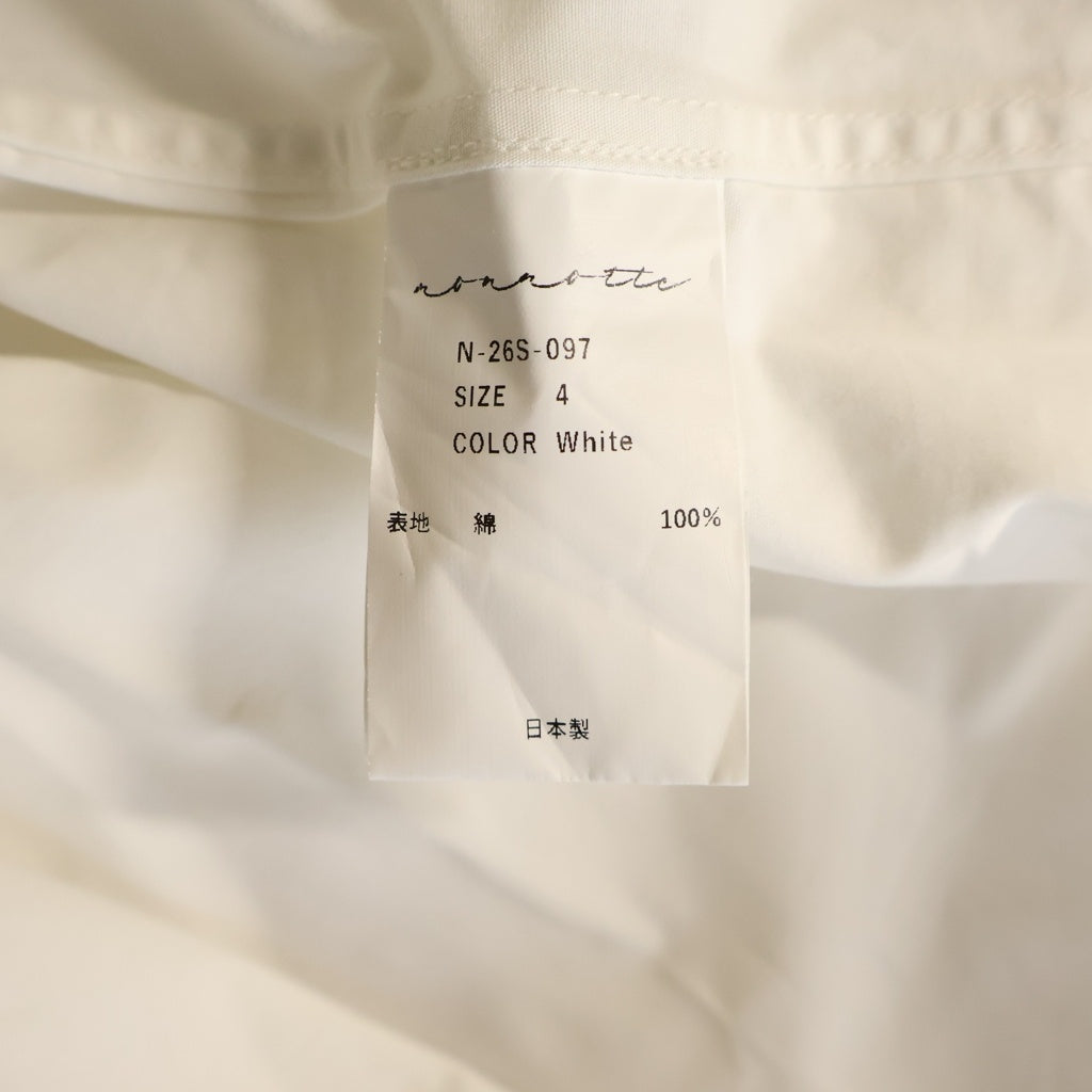 NO BRAND(ノーブランド) nonnotte ノノット 26SS Clear Heavy Broadcloth Dormeuse Shirt ドルムーズ 長袖シャツ ホワイト