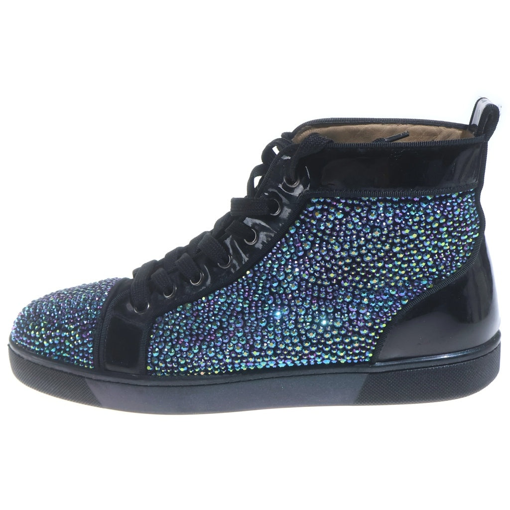 CHRISTIAN LOUBOUTIN(クリスチャンルブタン) クリスタルデザイン ハイカットスニーカー シューズ ブルー/ブラック