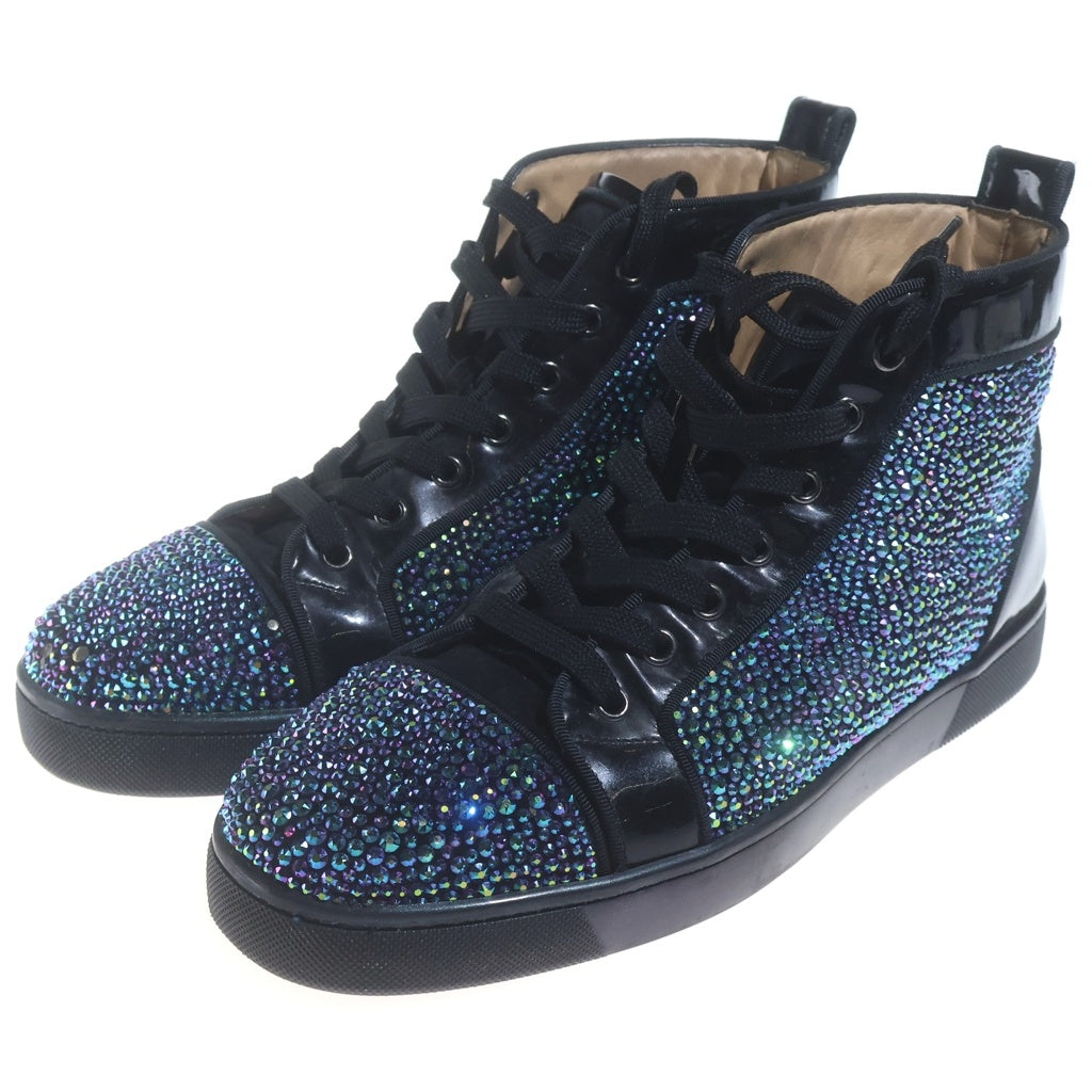 CHRISTIAN LOUBOUTIN(クリスチャンルブタン) クリスタルデザイン ハイカットスニーカー シューズ ブルー/ブラック