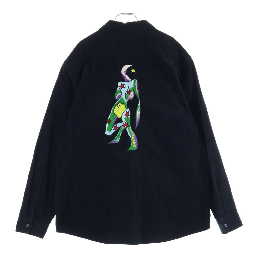 SUPREME(シュプリーム) 21AW Gonz Corduroy Work Shirt ロゴワッペン付き 長袖シャツ コーデュロイ ブラック