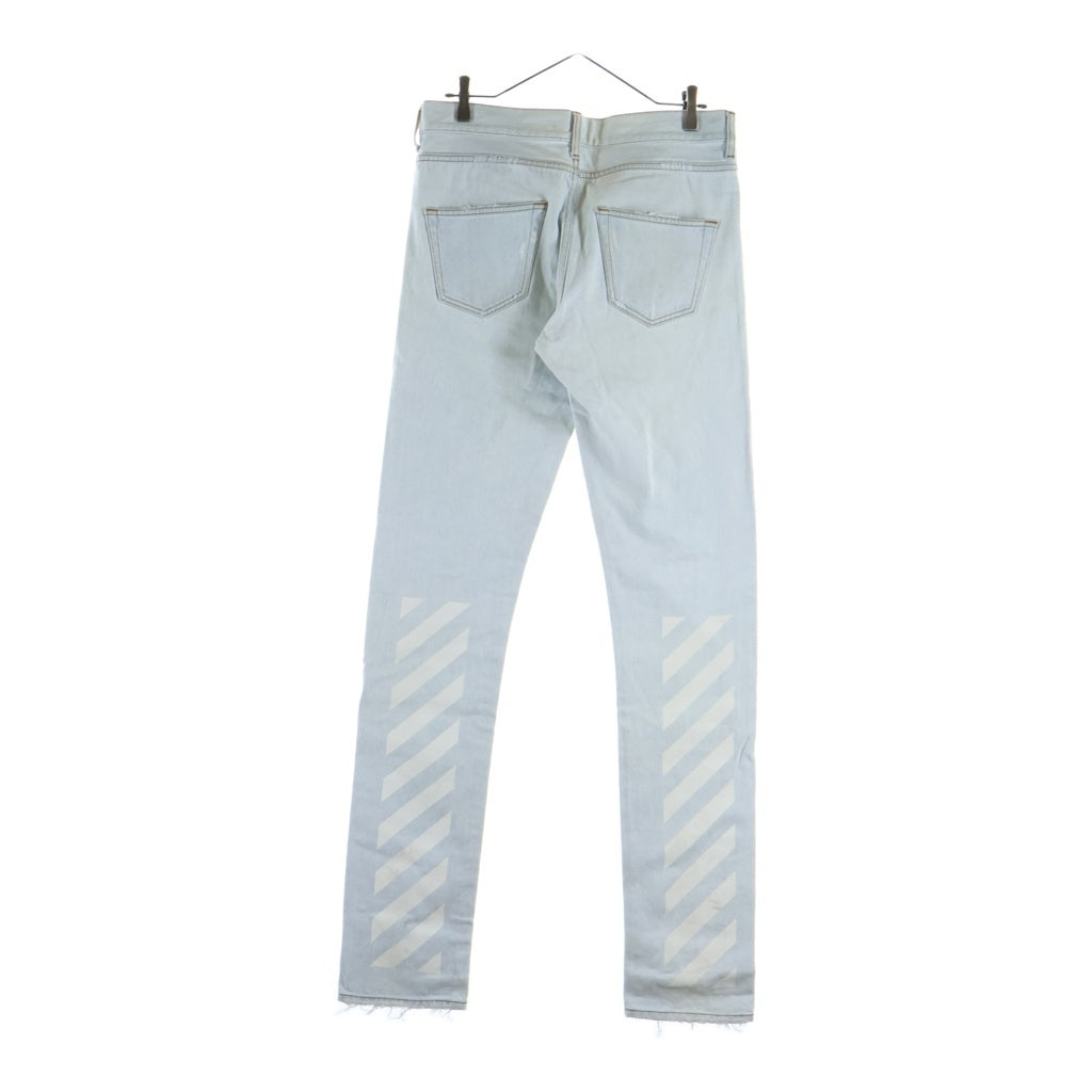 OFF-WHITE(オフホワイト) スリムフィット ハードクラッシュ デニムパンツ OMCE003 インディゴ