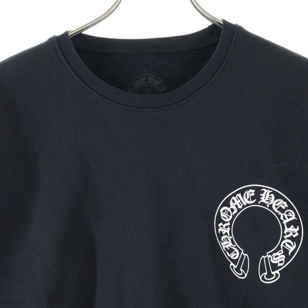 CHROME HEARTS(クロムハーツ) Horseshoe Crewneck Sweatshirt ホースシュープリント 袖フローラル クルーネックスウェットトレーナー ブラック