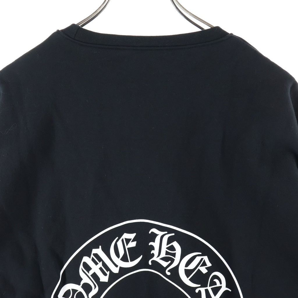CHROME HEARTS(クロムハーツ) Horseshoe Crewneck Sweatshirt ホースシュープリント 袖フローラル クルーネックスウェットトレーナー ブラック