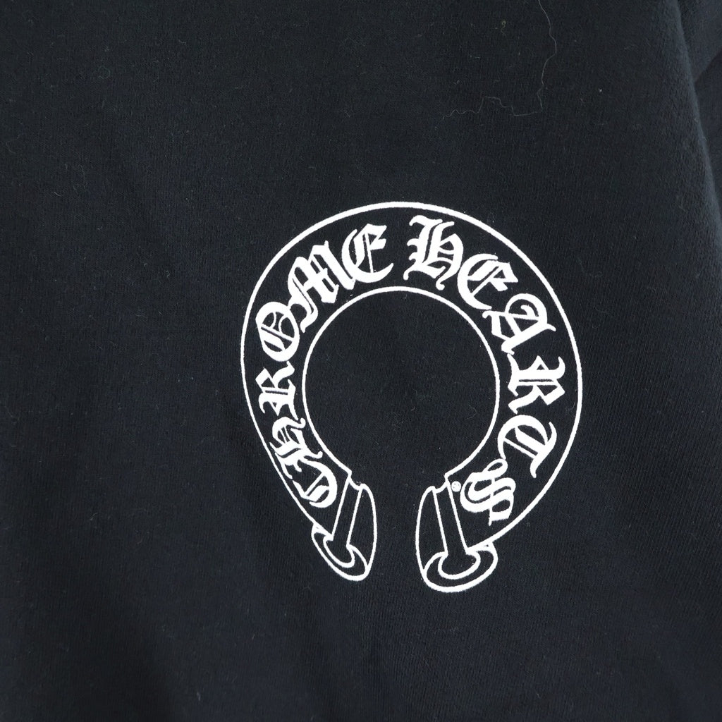 CHROME HEARTS(クロムハーツ) Horseshoe Crewneck Sweatshirt ホースシュープリント 袖フローラル クルーネックスウェットトレーナー ブラック
