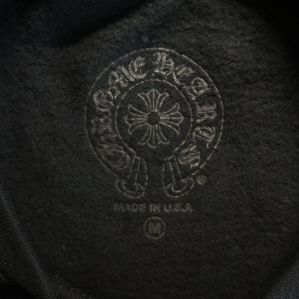 CHROME HEARTS(クロムハーツ) Horseshoe Crewneck Sweatshirt ホースシュープリント 袖フローラル クルーネックスウェットトレーナー ブラック