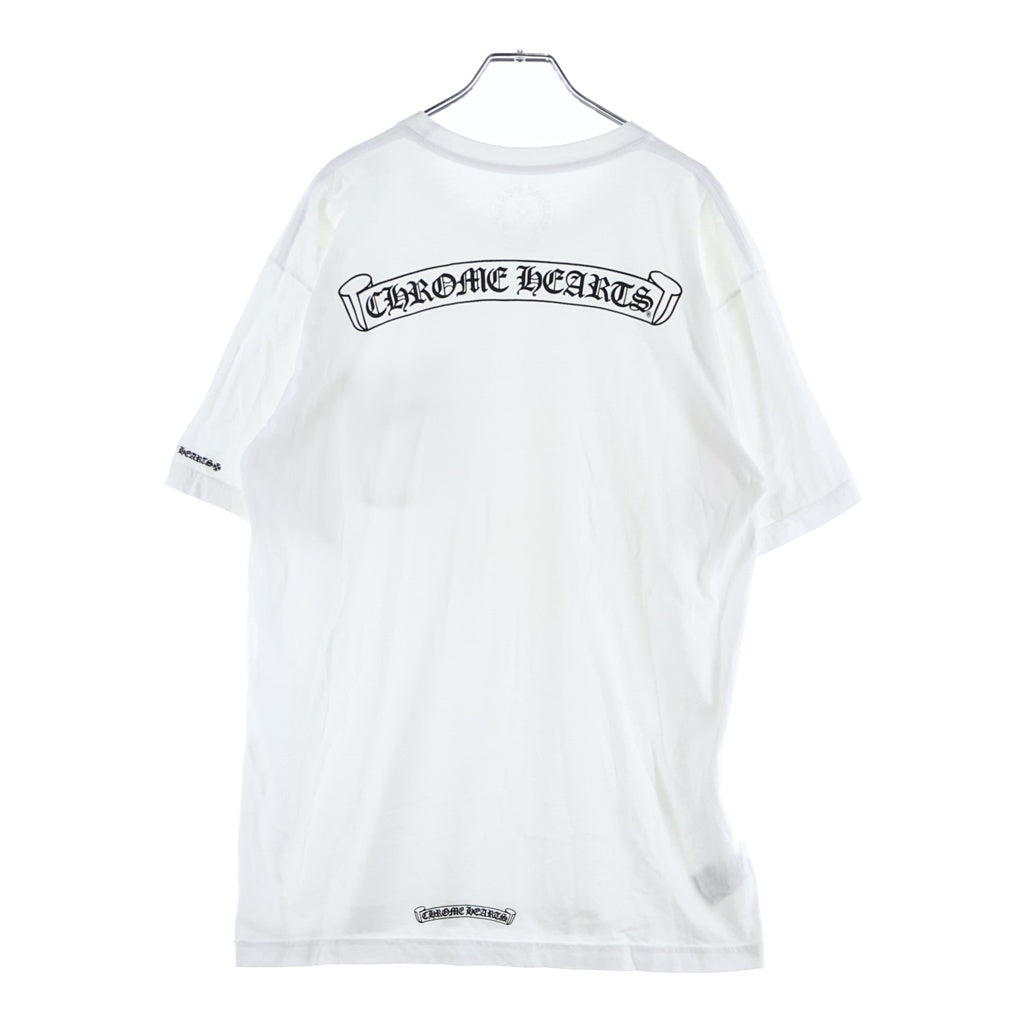 CHROME HEARTS(クロムハーツ) SCROLL LABEL S/S TEE スクロールラベル チェストポケット バックロゴプリント クルーネック半袖Tシャツ カットソー ホワイト