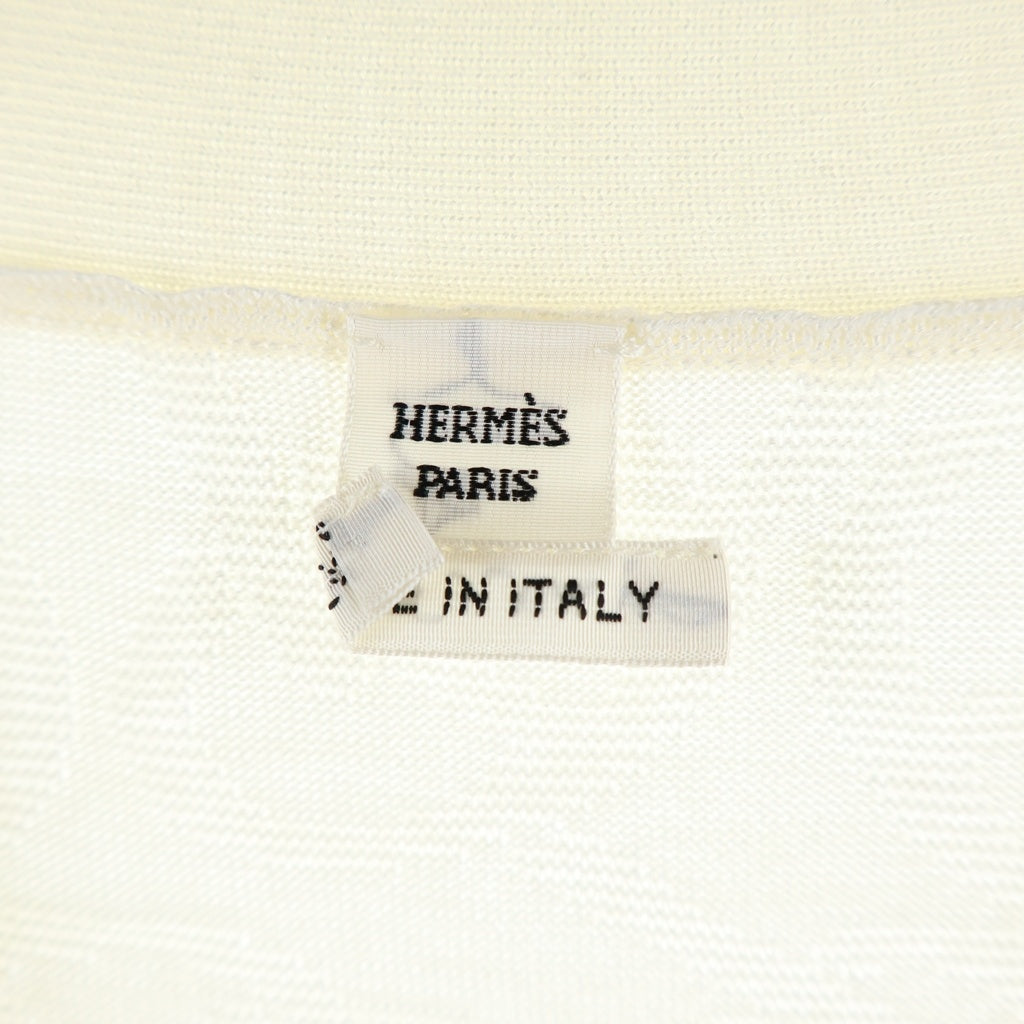HERMES(エルメス) 24SS Naoussa ナウサ ニット カーディガン ロング丈 シェーヌダンクル 総柄 レディース ベージュ