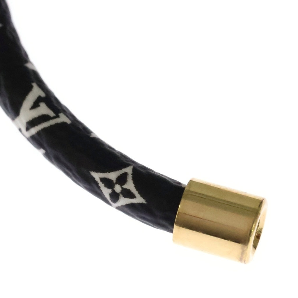 LOUIS VUITTON(ルイヴィトン) ドッグチャーム付き LVプッシュ レザー ブレスレット ブラック/ゴールド