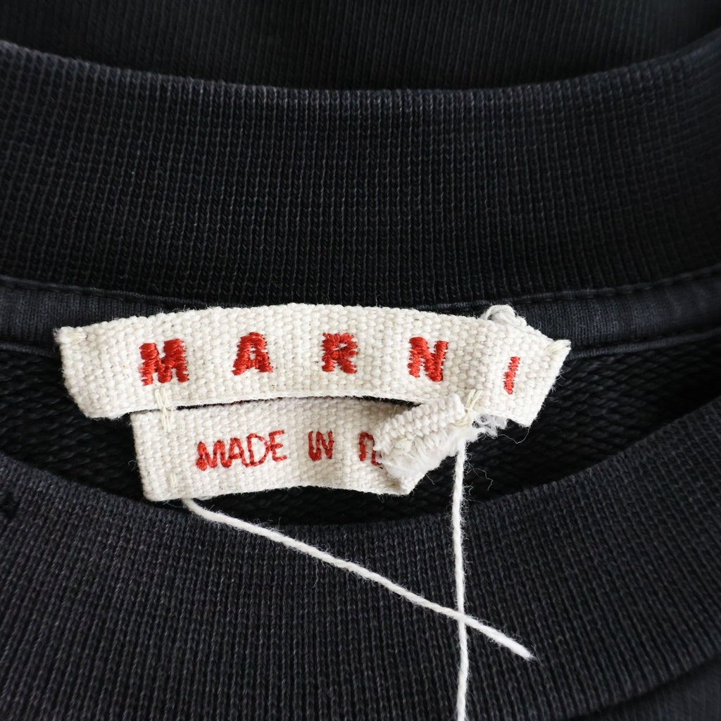 MARNI(マルニ) 24SS ヴィンテージ加工 ロゴ刺繍 スウェット トレーナー FUMU0074GS USCY09 ブラック