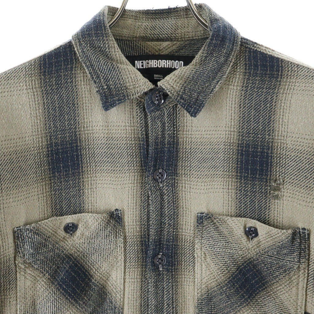 NEIGHBORHOOD(ネイバーフッド) SAVAGE BLOCK HOMBRE CHECK SHIRT 242AQNH-SHM07 オンブレ チェックシャツ ネルシャツ 長袖 ブラウン