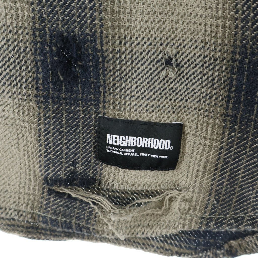 NEIGHBORHOOD(ネイバーフッド) SAVAGE BLOCK HOMBRE CHECK SHIRT 242AQNH-SHM07 オンブレ チェックシャツ ネルシャツ 長袖 ブラウン