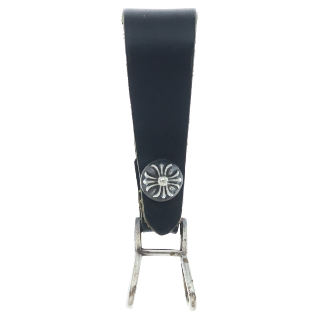 CHROME HEARTS(クロムハーツ) BELT LOOP クロスボールボタンレザーベルトループ シルバー/ブラック BCA397
