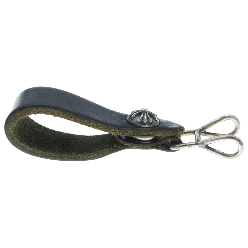 CHROME HEARTS(クロムハーツ) BELT LOOP クロスボールボタンレザーベルトループ シルバー/ブラック BCA397