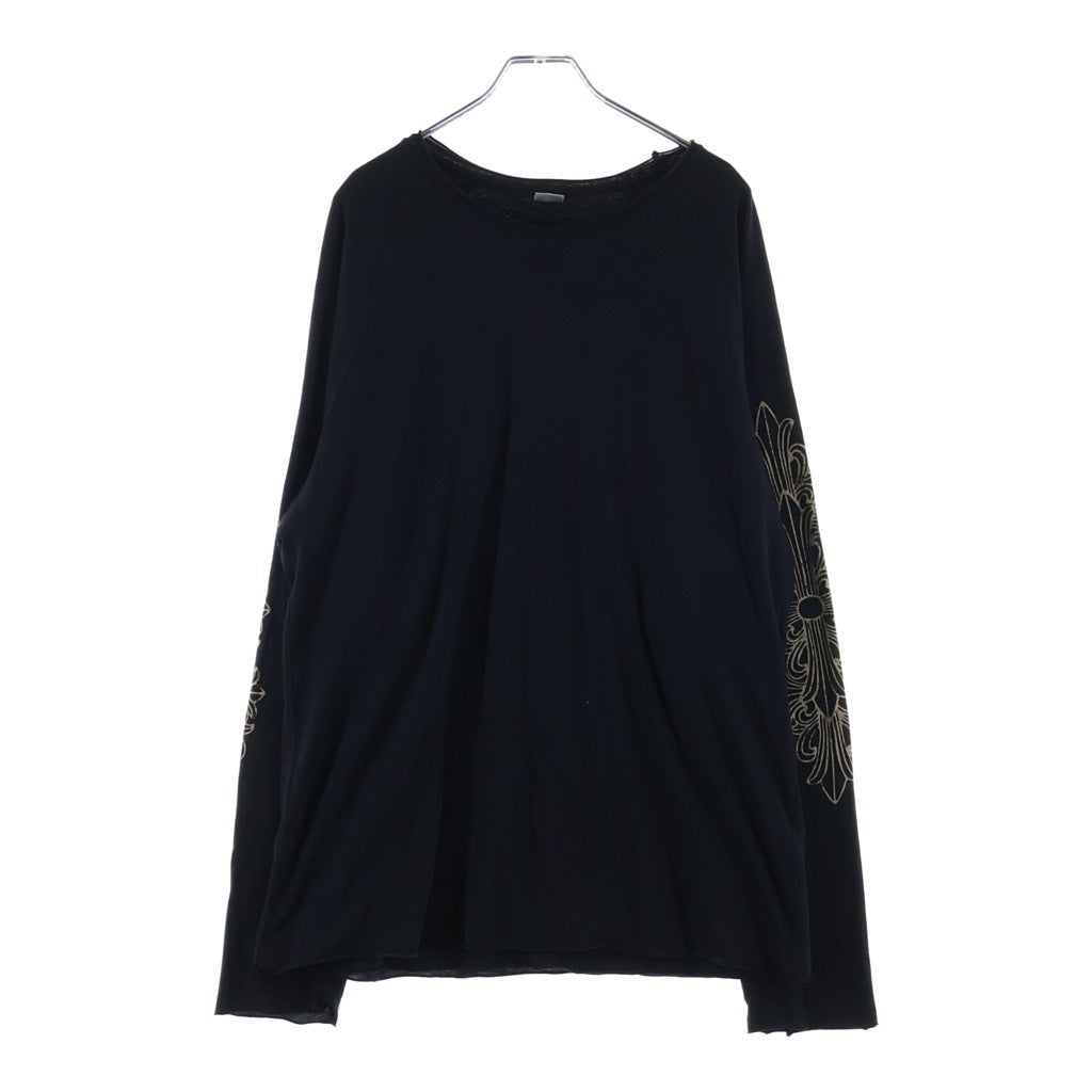 CHROME HEARTS(クロムハーツ) RIBBED L/S TEE オールド バックスクロールラベル フローラルクロス ブラック
