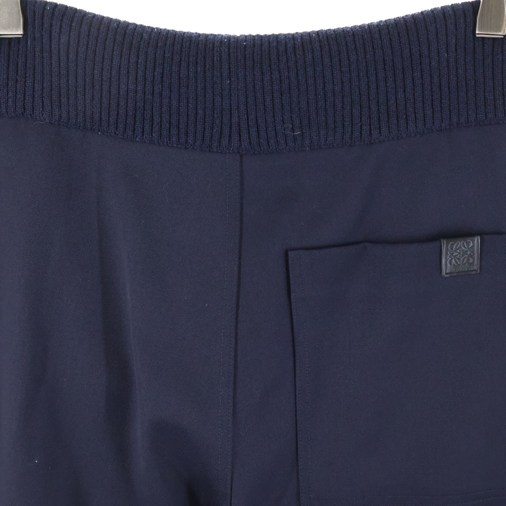 LOEWE(ロエベ) バック アナグラム 革パッチ付き リブウエスト パンツ ネイビー H526Y04W87