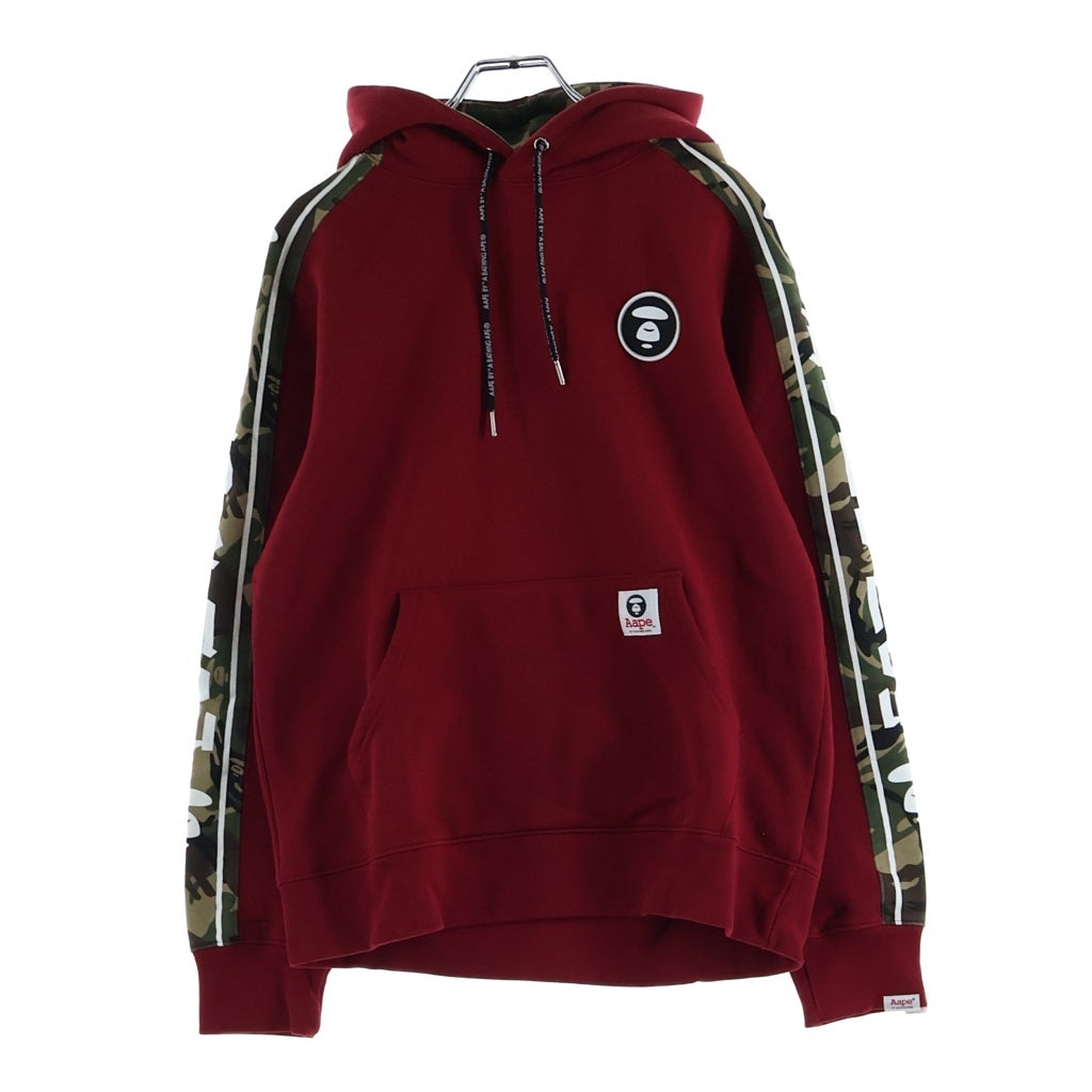 AAPE BY A BATHING APE(エーエイプバイアベイシングエイプ) 袖カモフラデザイン ラバーパッチ付き プルオーバーパーカー フーディー レッド AAPSWM3355XX9
