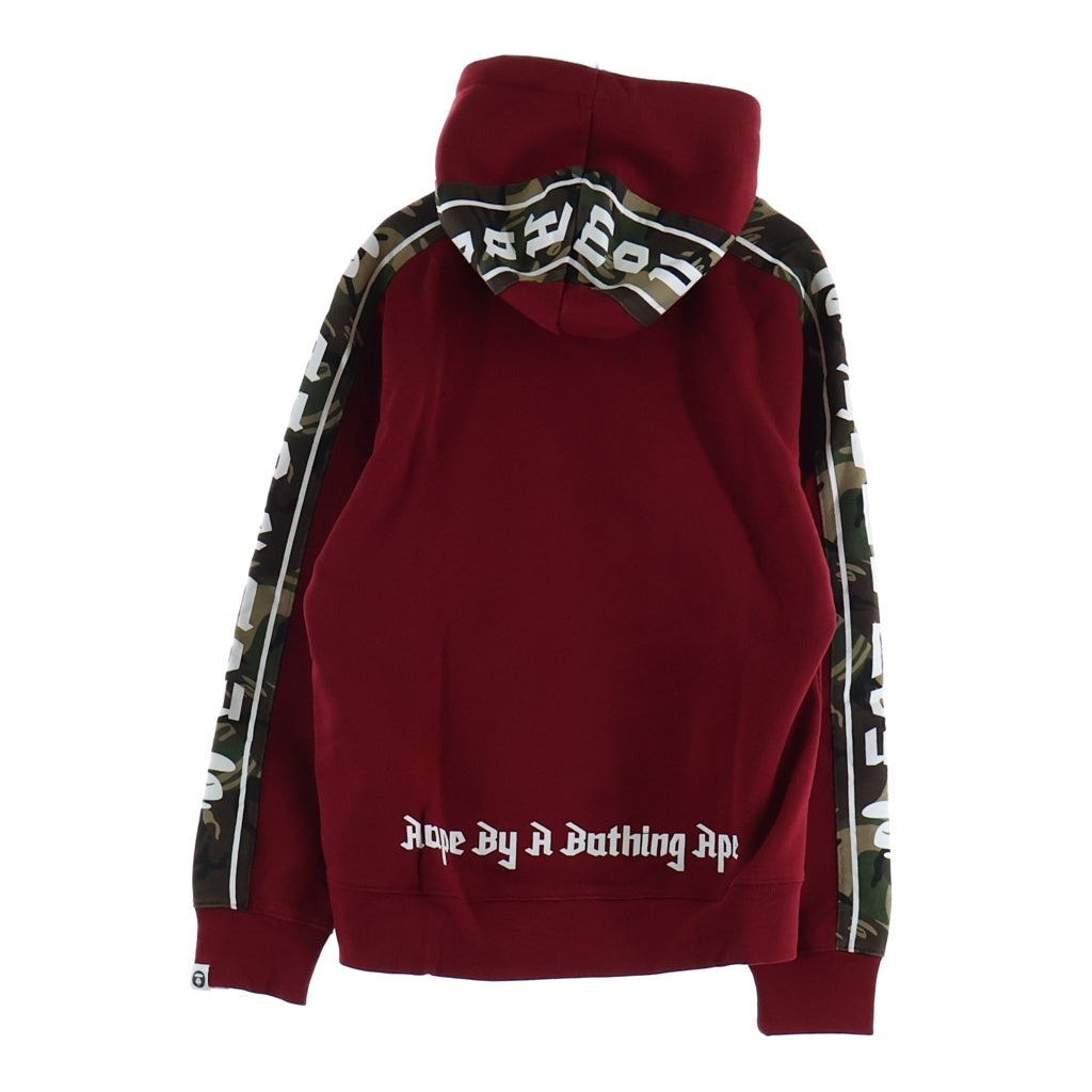 AAPE BY A BATHING APE(エーエイプバイアベイシングエイプ) 袖カモフラデザイン ラバーパッチ付き プルオーバーパーカー フーディー レッド AAPSWM3355XX9