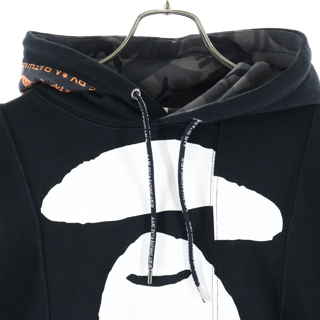 AAPE BY A BATHING APE(エーエイプバイアベイシングエイプ) スプリット パッチワークデザイン プルオーバーパーカー フーディー ブラック AAPSWM3357XX9