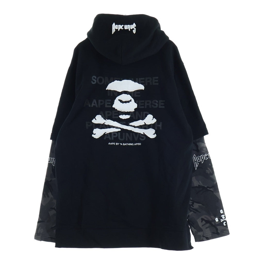 AAPE BY A BATHING APE(エーエイプバイアベイシングエイプ) レイヤード カモフラ プルオーバーパーカー フーディー ブラック AAPSWM3352XX9