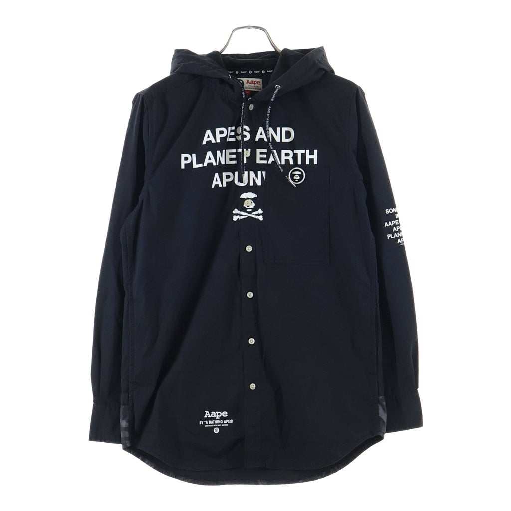 AAPE BY A BATHING APE(エーエイプバイアベイシングエイプ) フロントデザイン 胸ポケット ジャケット フーディー ブラック AAPSTM8261XX9