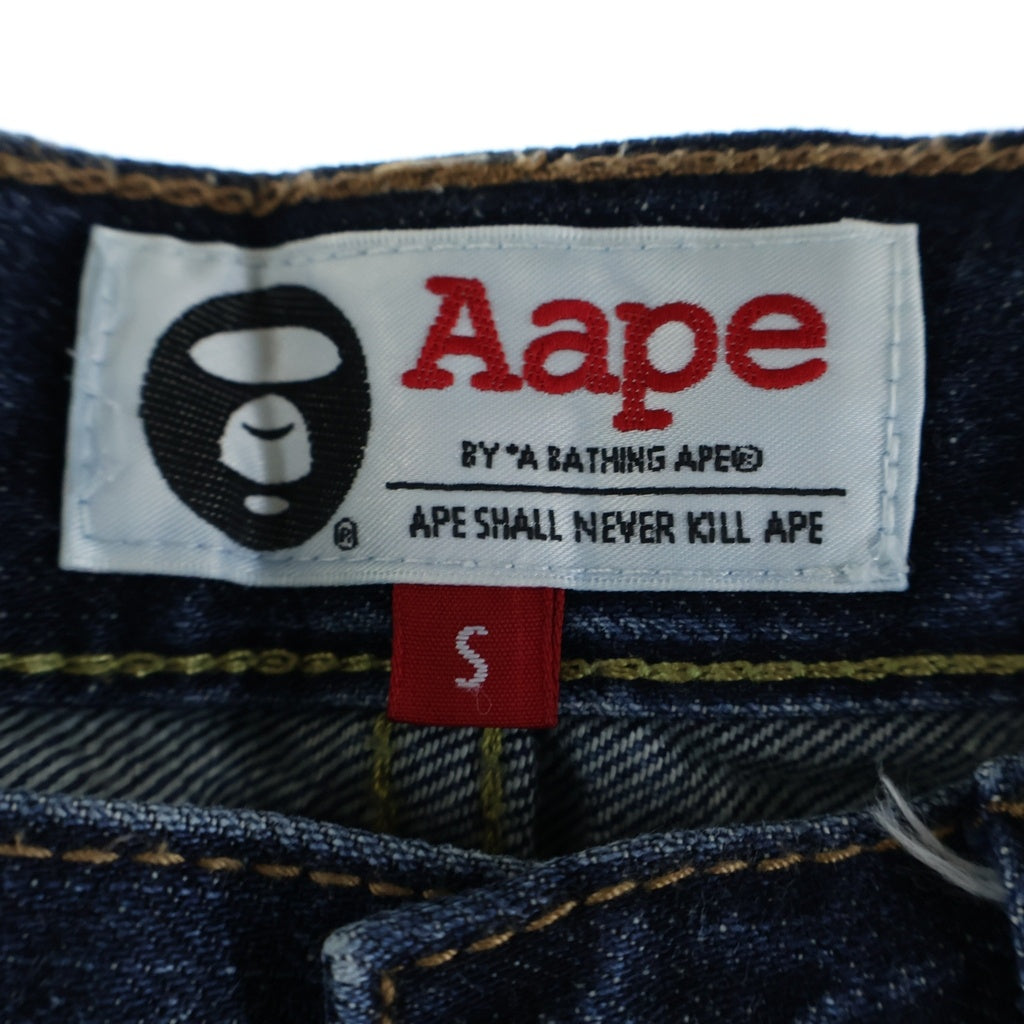 AAPE BY A BATHING APE(エーエイプバイアベイシングエイプ) バックポケット ペイント ハーフパンツ ショーツ インディゴ ASP1009A