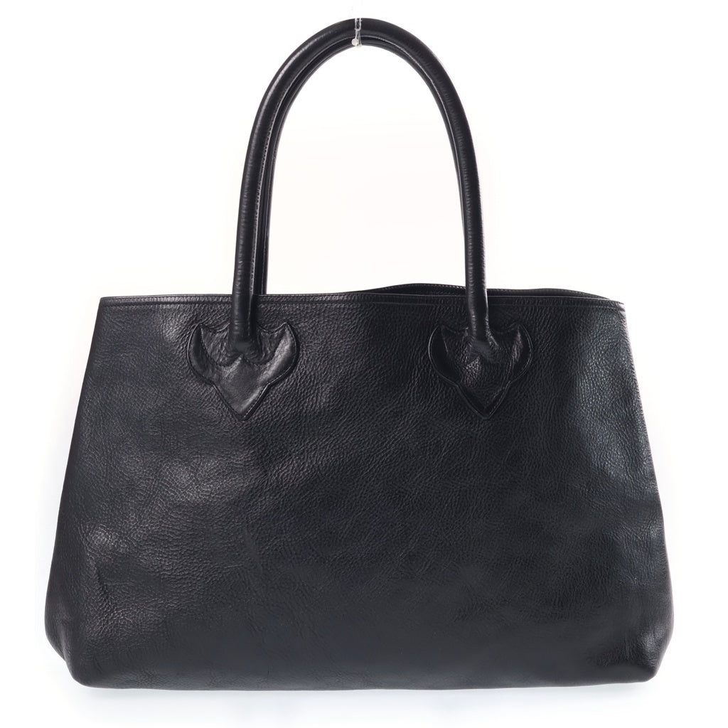 CHROME HEARTS(クロムハーツ) W SNP BS FLUER PATCH TOTE ダブルスナップ BSフレアパッチ レザー トートバッグ ブラック
