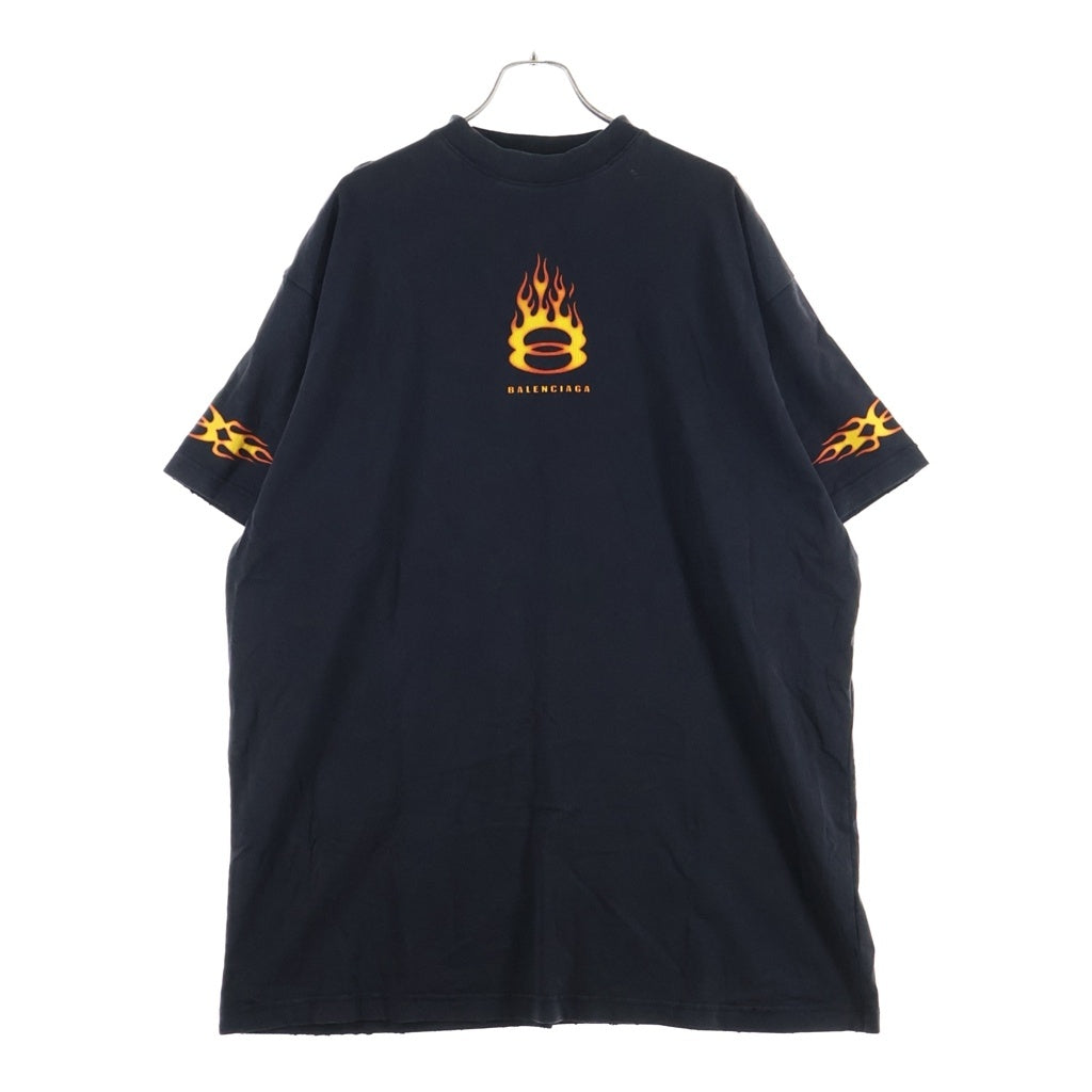 BALENCIAGA(バレンシアガ) ダメージ加工フレイムロゴTシャツ 787349 TQVW7 ブラック