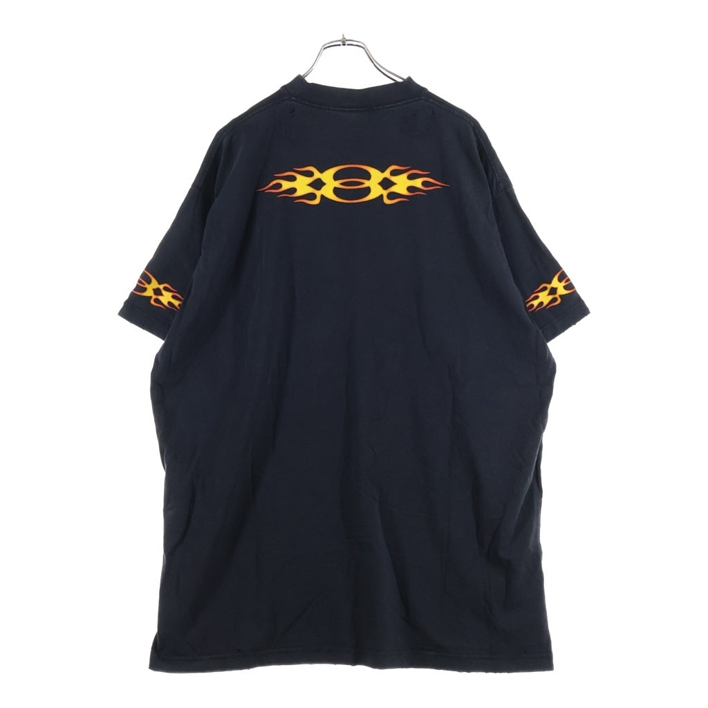BALENCIAGA(バレンシアガ) ダメージ加工フレイムロゴTシャツ 787349 TQVW7 ブラック