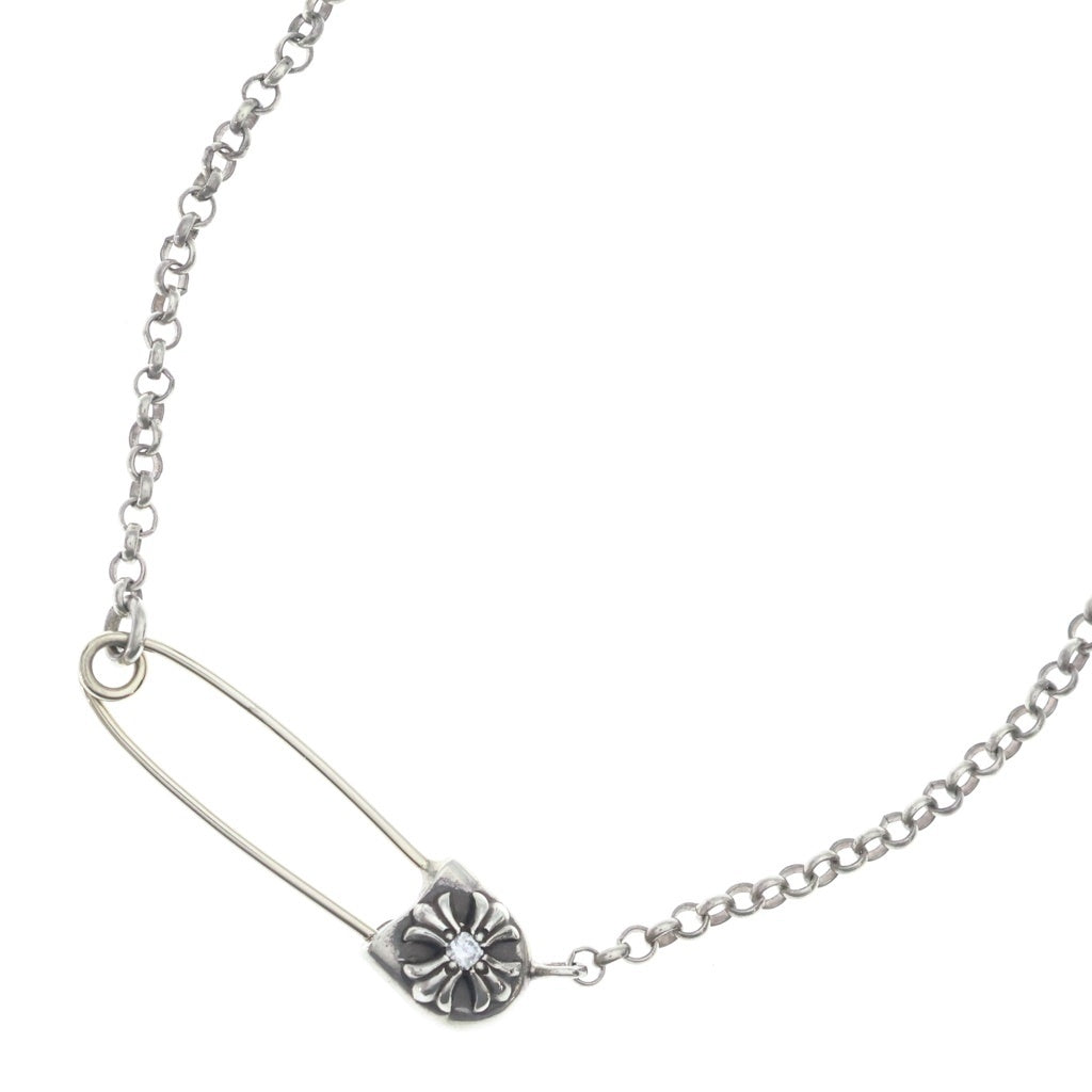 CHROME HEARTS(クロムハーツ) SAFETY PIN R18 1DIA セーフティピンロールチェーン 1ダイヤ シルバーネックレス
