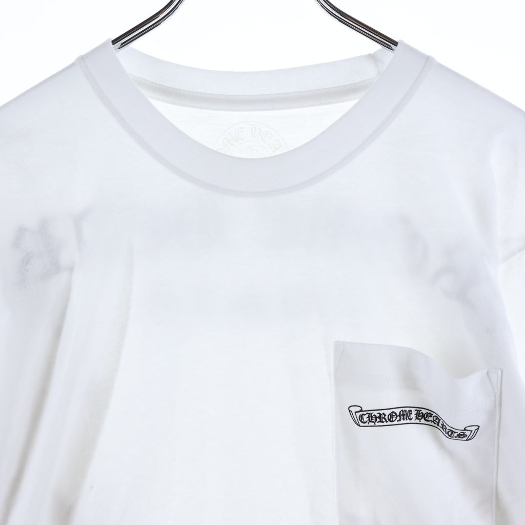 CHROME HEARTS(クロムハーツ) BACK ARCH LOGO SCROLL RABEL USA PRINT バックアーチロゴ スクロールラベル プリント ロングスリーブ 長袖Tシャツ ホワイト