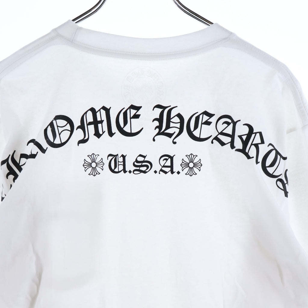 CHROME HEARTS(クロムハーツ) BACK ARCH LOGO SCROLL RABEL USA PRINT バックアーチロゴ スクロールラベル プリント ロングスリーブ 長袖Tシャツ ホワイト