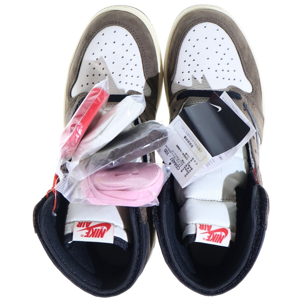 NIKE(ナイキ) ×Travis Scott Air Jordan 1 Retro High Sail/Dark Mocha CD4487-100 ×トラヴィススコット エアジョーダン1 レトロ ハイ OG TS SP ハイカットスニーカー US9/27.0cm