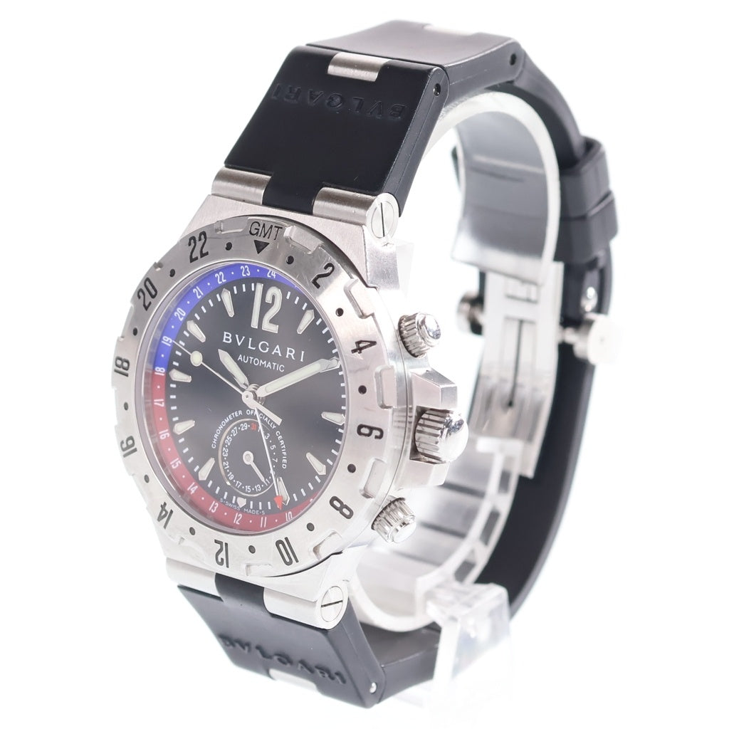 BVLGARI(ブルガリ) ディアゴノ GMT 黒文字盤 SS×ラバー/AT