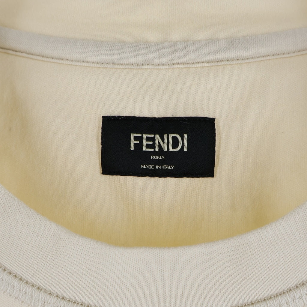 FENDI(フェンディ) 24SS ロゴ 刺繍 半袖Tシャツ クルーネック ベージュ FY1291 AR6Q