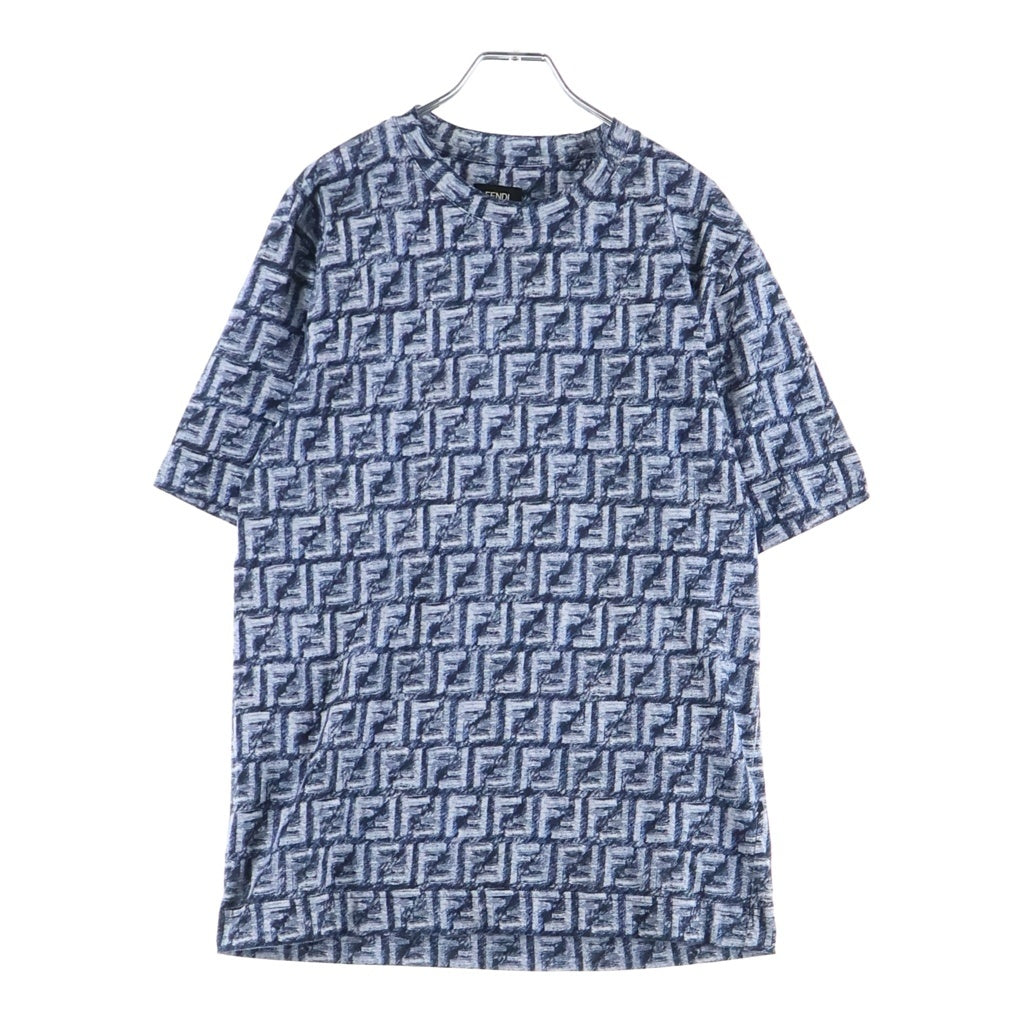 FENDI(フェンディ) 24SS FFコットン ズッカ クルーネック Tシャツ ネイビー FY0936 AR79