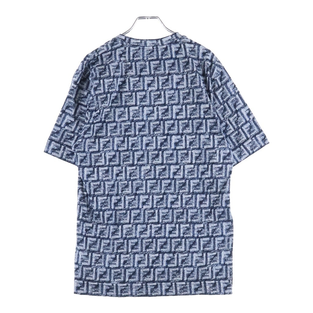FENDI(フェンディ) 24SS FFコットン ズッカ クルーネック Tシャツ ネイビー FY0936 AR79