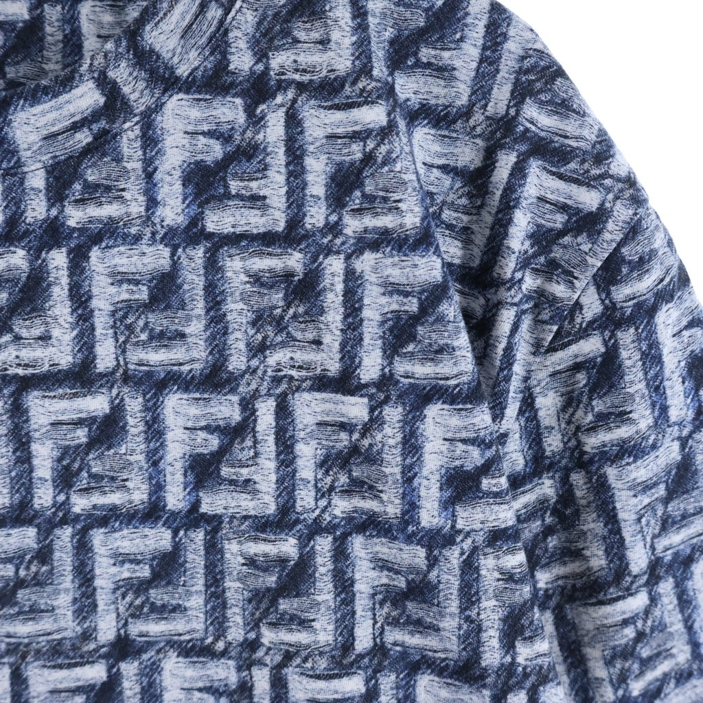 FENDI(フェンディ) 24SS FFコットン ズッカ クルーネック Tシャツ ネイビー FY0936 AR79