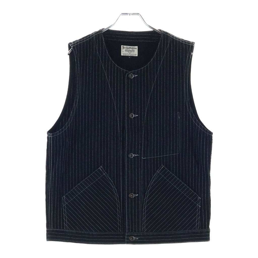 SCHOTT(ショット) OLD HICKORY DENIM VEST オールドヒッコリー デニムベスト ストライプ インディゴ ブラック 782-5957001