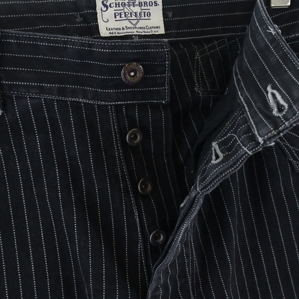 SCHOTT(ショット) OLD HICKORY DENIM オールドヒッコリー デニムパンツ ストライプ 782-5911002 ブラック