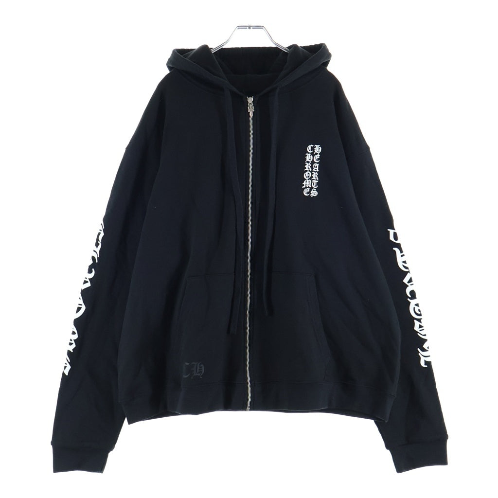 CHROME HEARTS(クロムハーツ) SWTSHRT HD ZIP アームロゴプリントジップアップパーカー ブラック