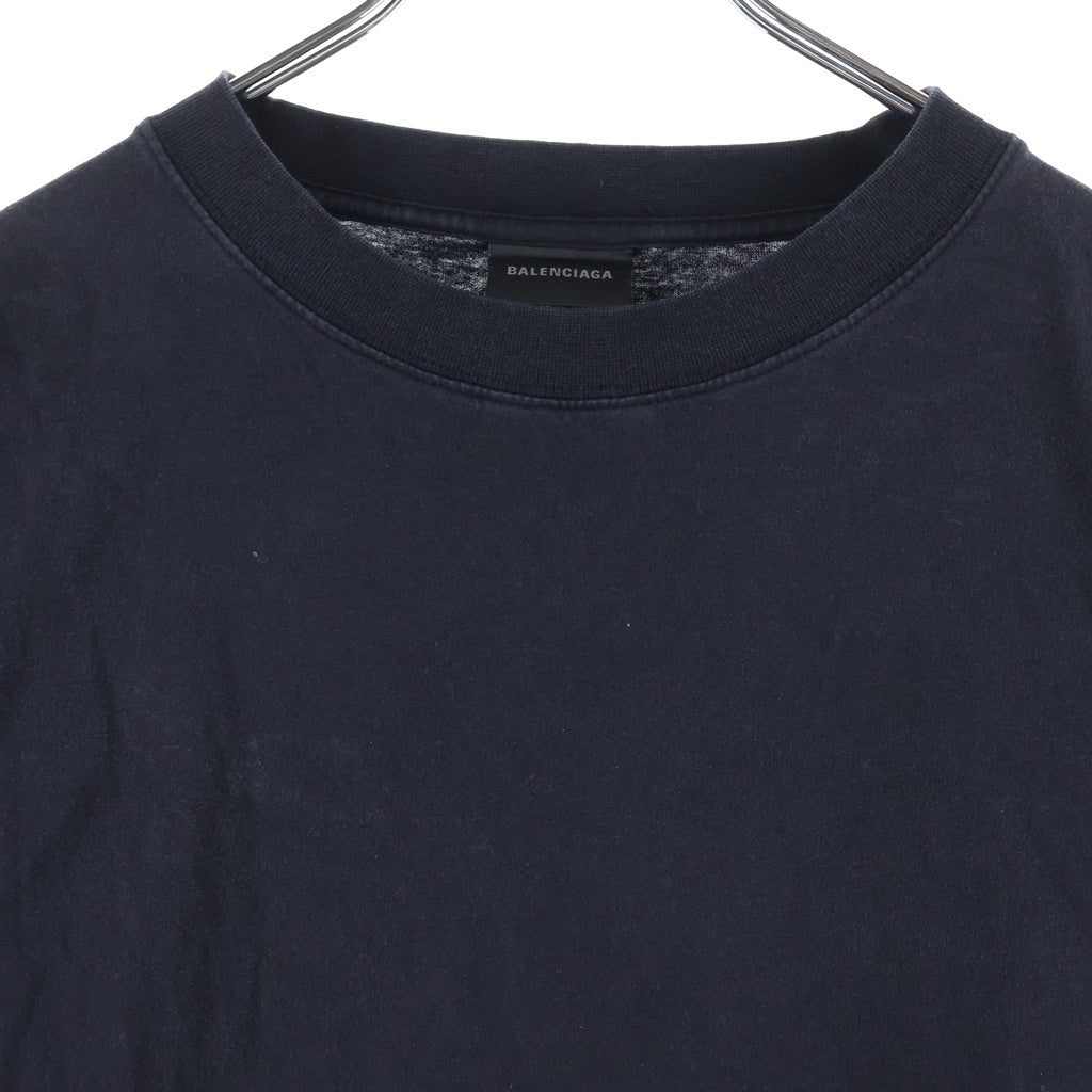 BALENCIAGA(バレンシアガ) フロントロゴ刺繍 半袖Tシャツ クルーネック ブラック 850403 TTV08