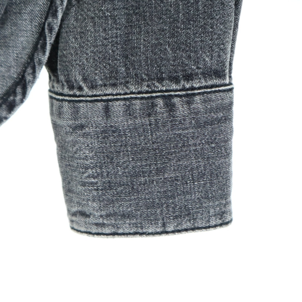 CHROME HEARTS(クロムハーツ) Leather Cross Patch Denim Shirts クロスパッチ クロスボールボタン デニムシャツ 長袖 ブラック
