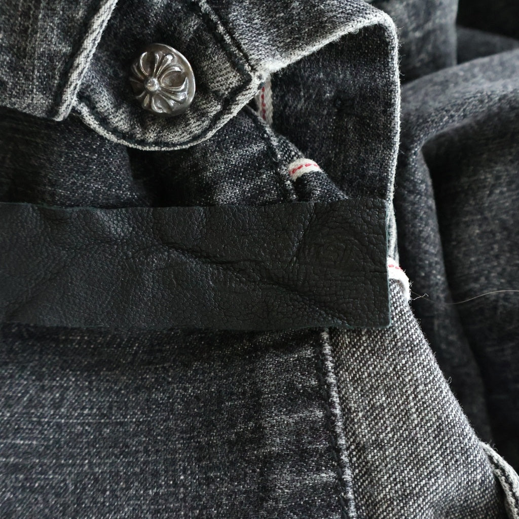 CHROME HEARTS(クロムハーツ) Leather Cross Patch Denim Shirts クロスパッチ クロスボールボタン デニムシャツ 長袖 ブラック