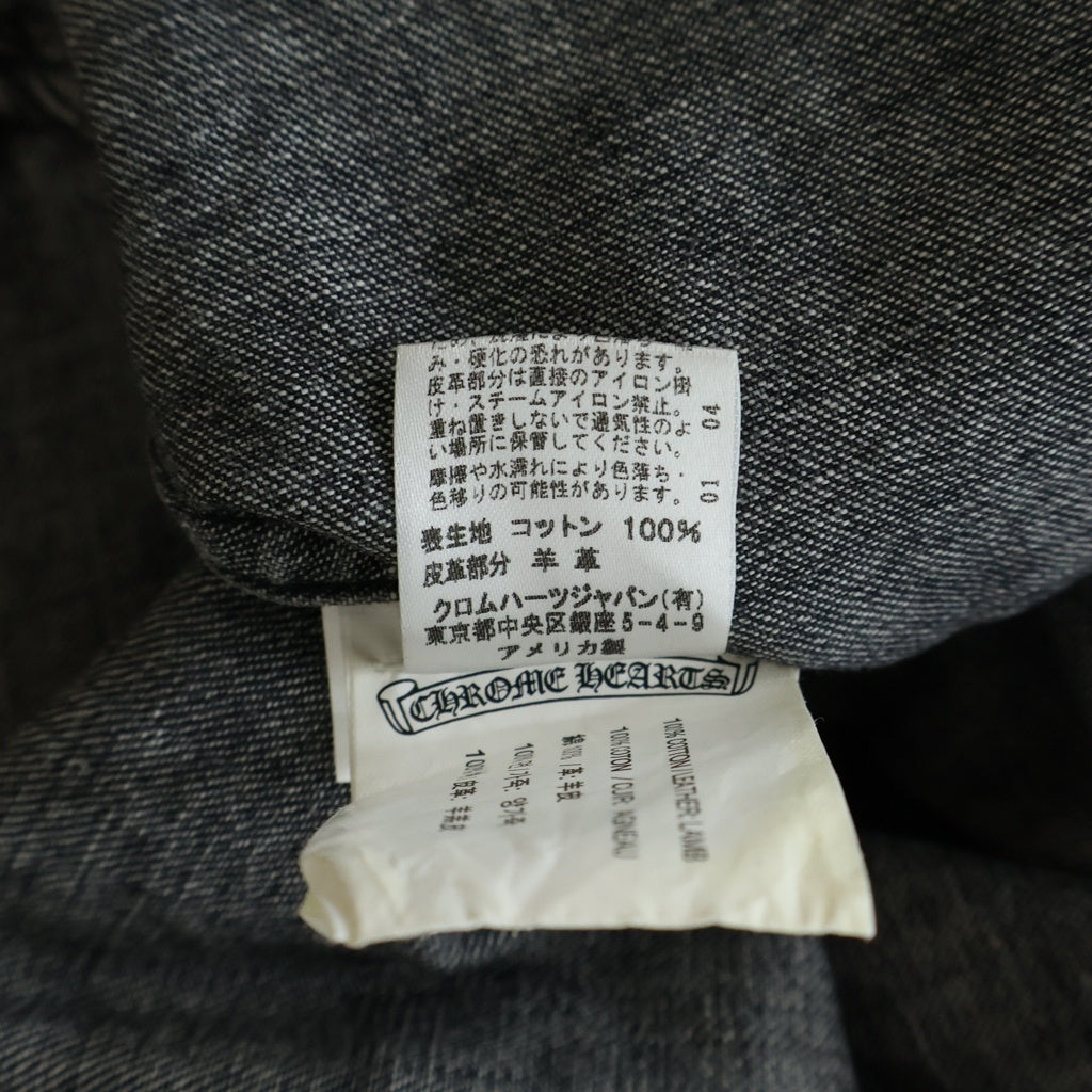 CHROME HEARTS(クロムハーツ) Leather Cross Patch Denim Shirts クロスパッチ クロスボールボタン デニムシャツ 長袖 ブラック