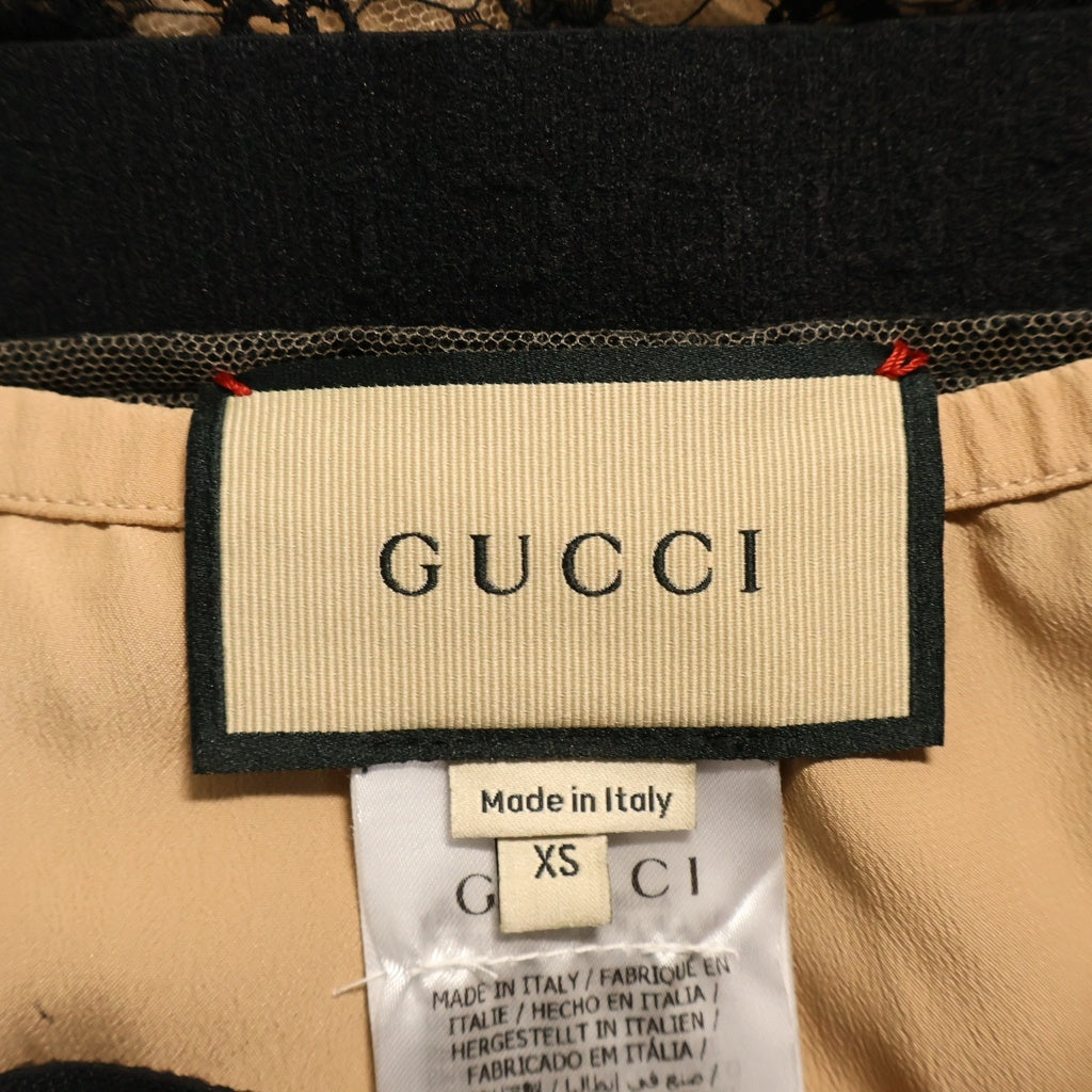 GUCCI(グッチ) 22AW GGネット レーストリム ロングスカート ウエストゴム コットン ナイロン ポリエステル ベージュ 678193 レディース