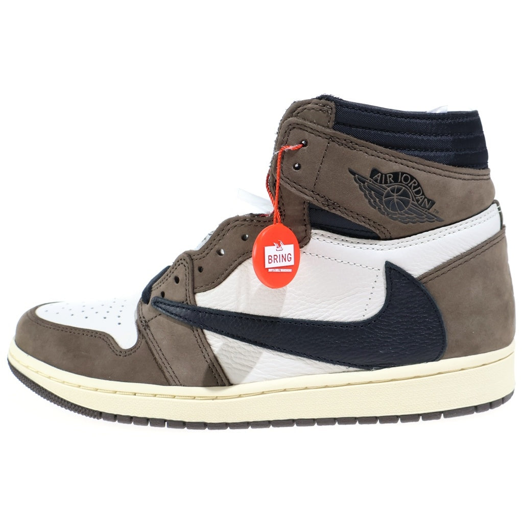 NIKE(ナイキ) ×TRAVIS SCOTT AIR JORDAN 1 RETRO HIGH Sail/Dark Mocha エアジョーダン1 ハイカットスニーカー US9.5/27.5cm CD4487-100