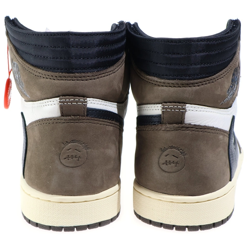 NIKE(ナイキ) ×TRAVIS SCOTT AIR JORDAN 1 RETRO HIGH Sail/Dark Mocha エアジョーダン1 ハイカットスニーカー US9.5/27.5cm CD4487-100