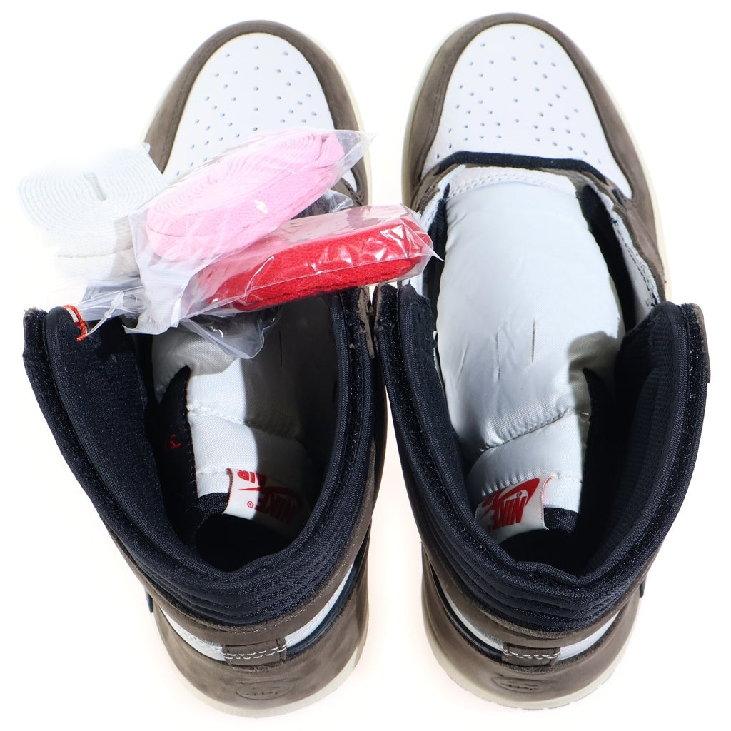 NIKE(ナイキ) ×TRAVIS SCOTT AIR JORDAN 1 RETRO HIGH Sail/Dark Mocha エアジョーダン1 ハイカットスニーカー US9.5/27.5cm CD4487-100