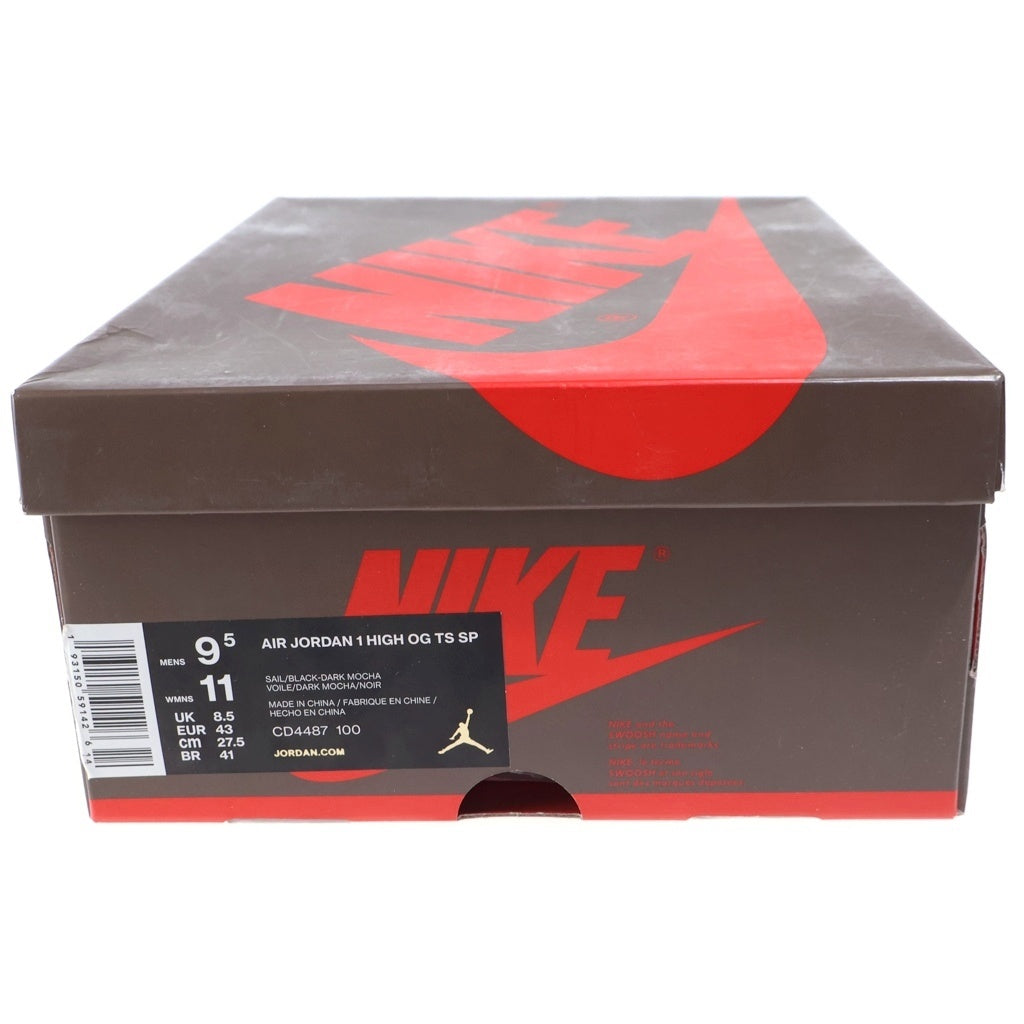 NIKE(ナイキ) ×TRAVIS SCOTT AIR JORDAN 1 RETRO HIGH Sail/Dark Mocha エアジョーダン1 ハイカットスニーカー US9.5/27.5cm CD4487-100